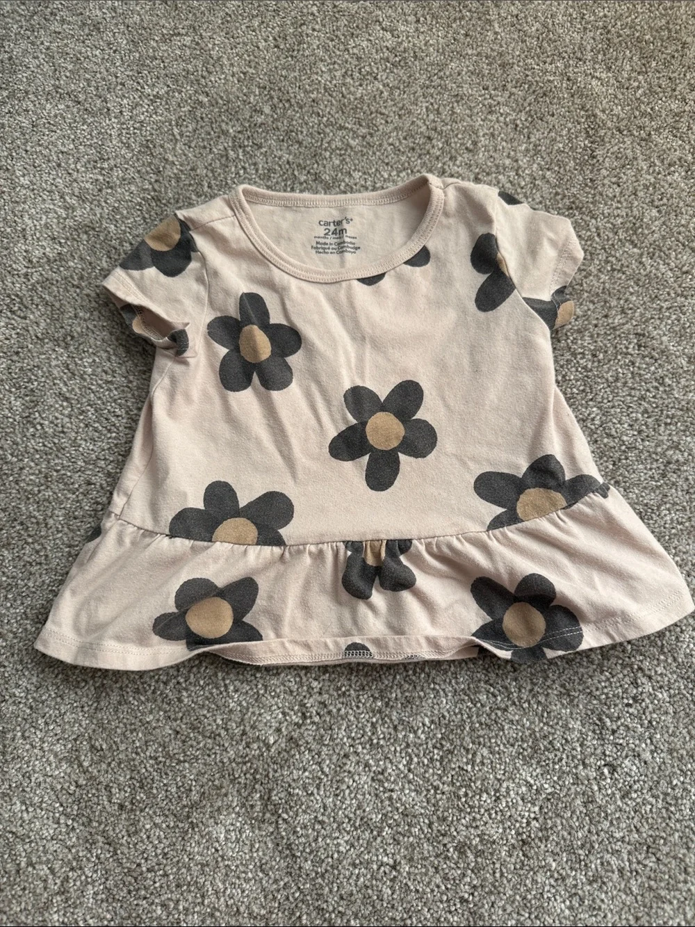Carter's Light Pink Floral Peplum Short Sleeve Tee